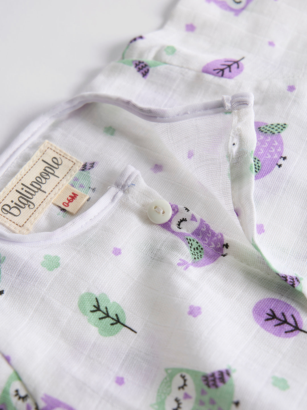 Infants' 100% Cotton Muslin Co-ord Set Soft & Comfy (Owl)