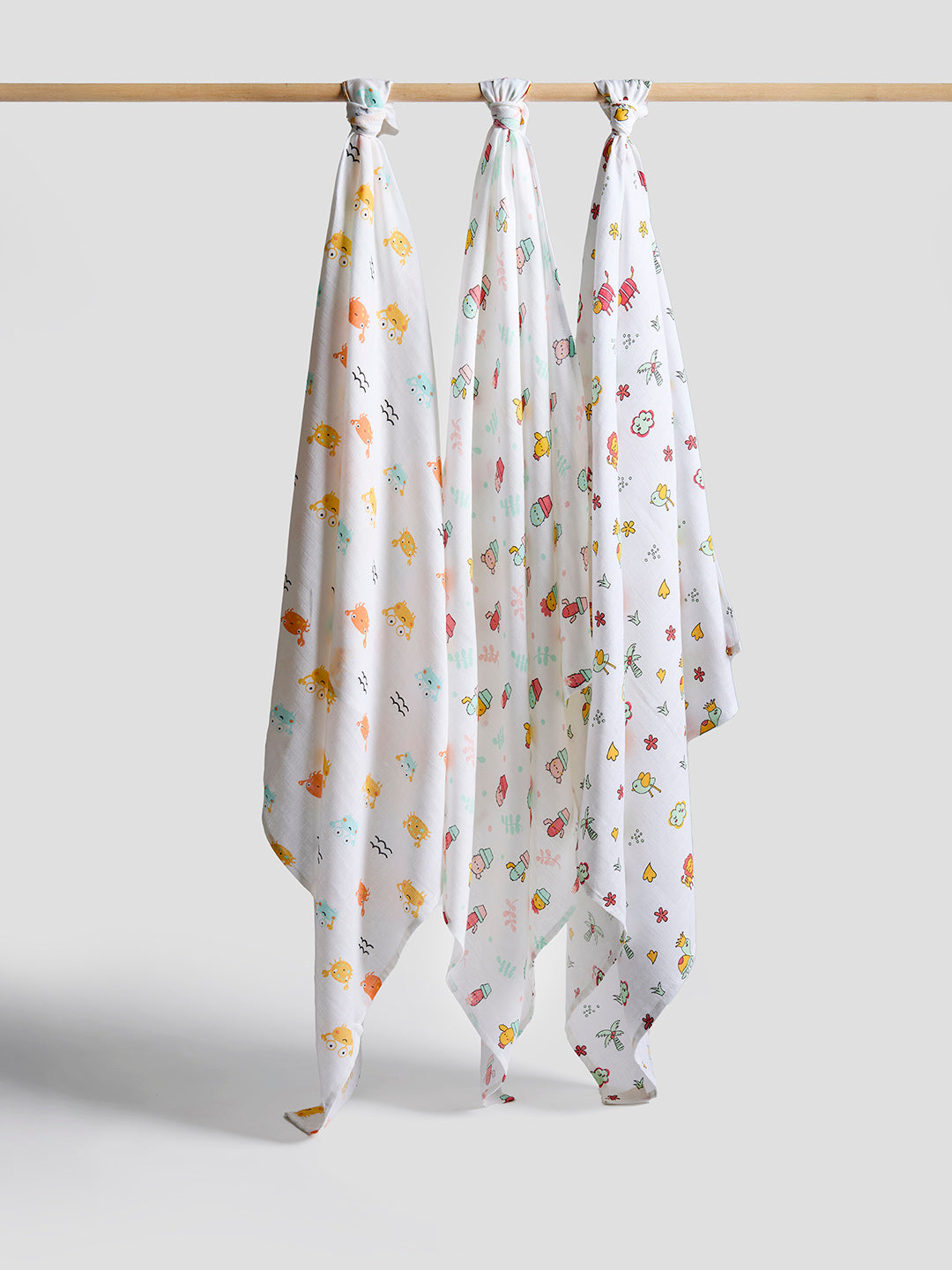 Soft Cotton Baby Swaddles – Pack of 3 | Breathable & Gentle for Newborns