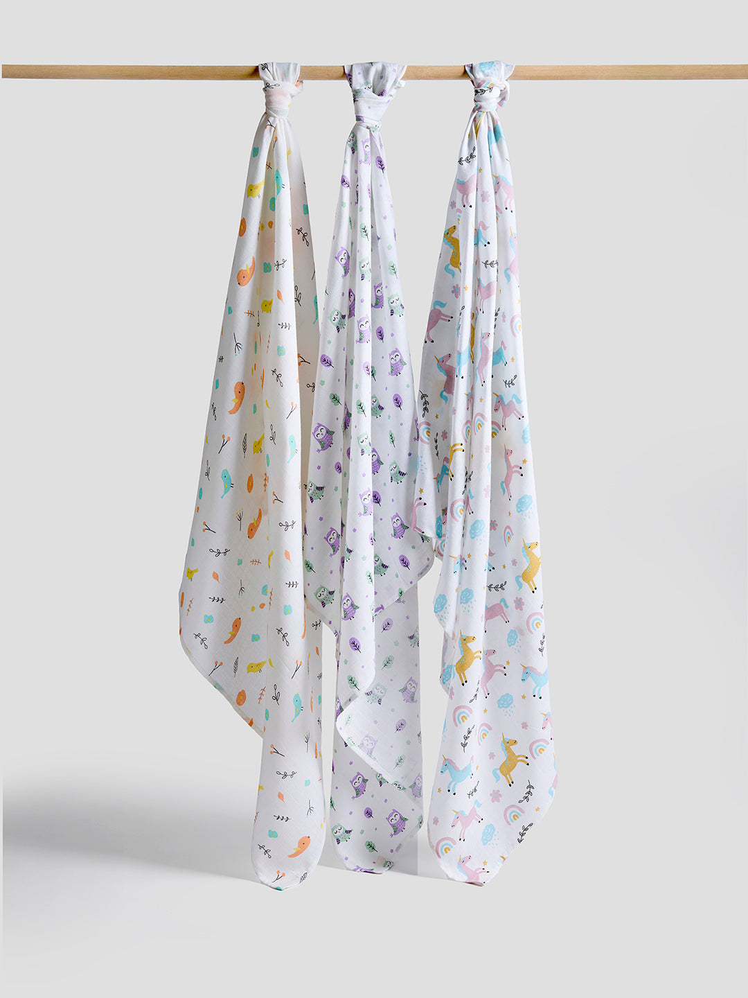 Soft Cotton Baby Swaddles – Pack of 3 | Breathable & Gentle for Newborns