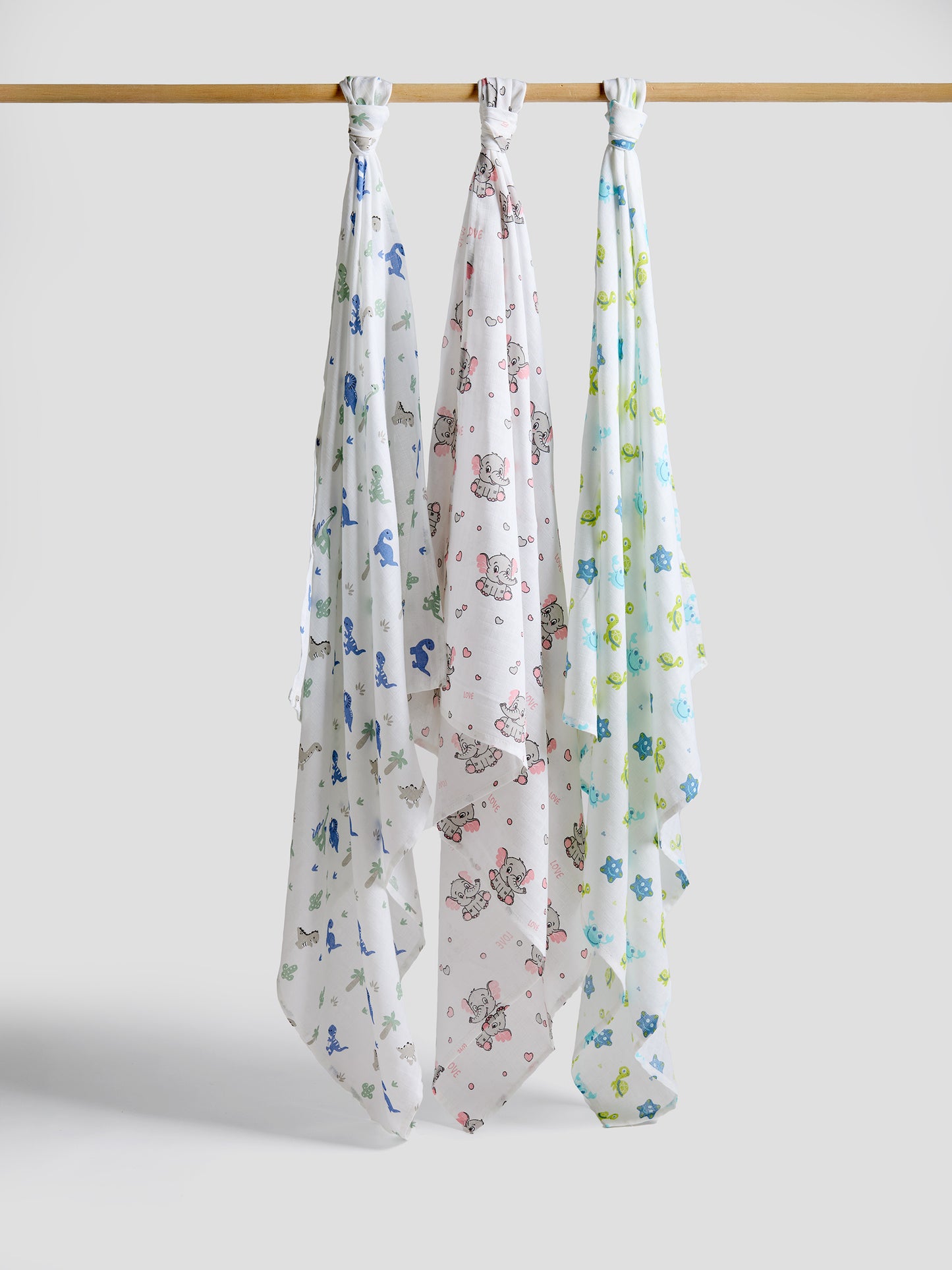 Soft Cotton Baby Swaddles – Pack of 3 | Breathable & Gentle for Newborns