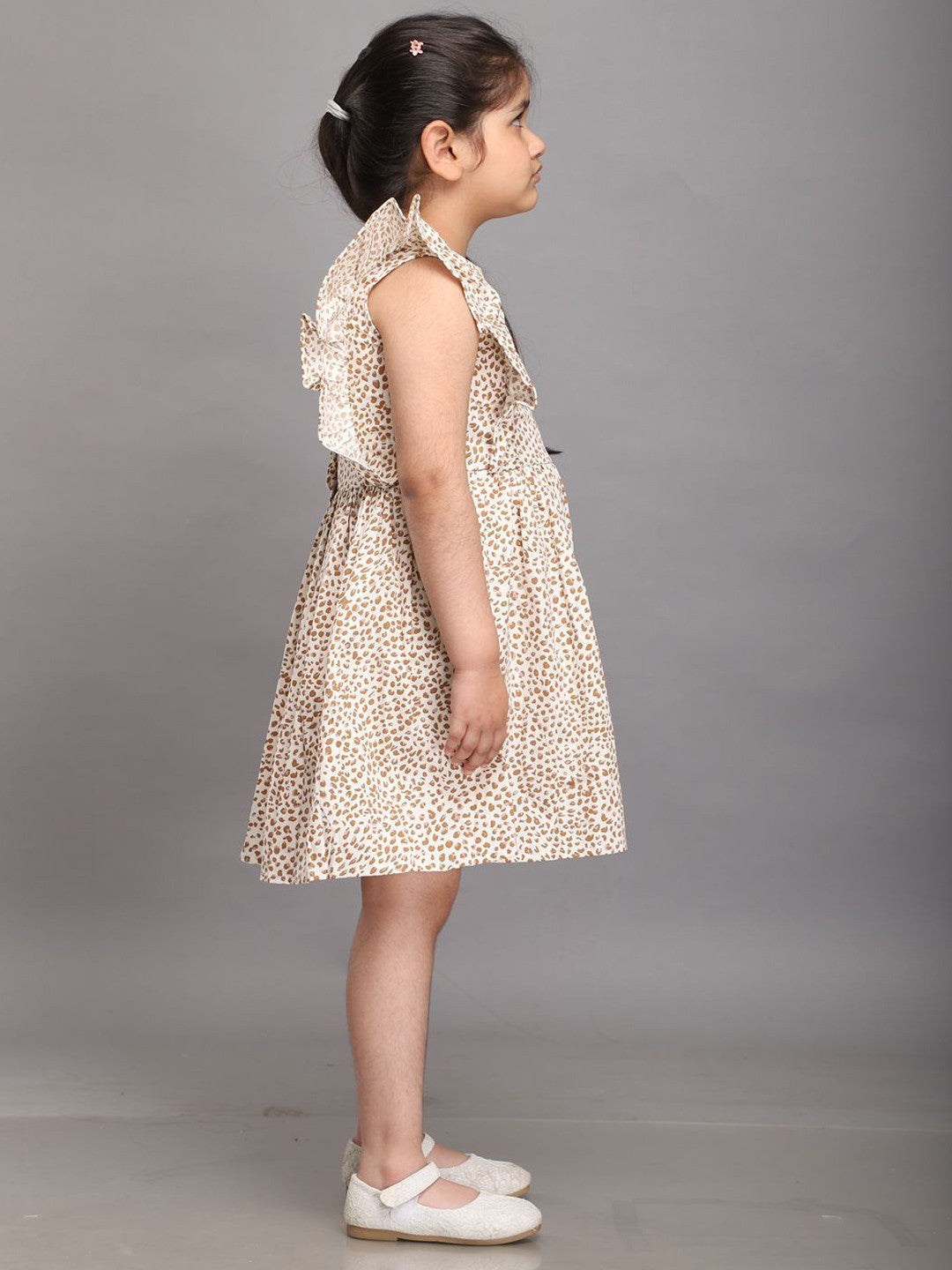 Girls Animal Printed Flutter Sleeve Dress