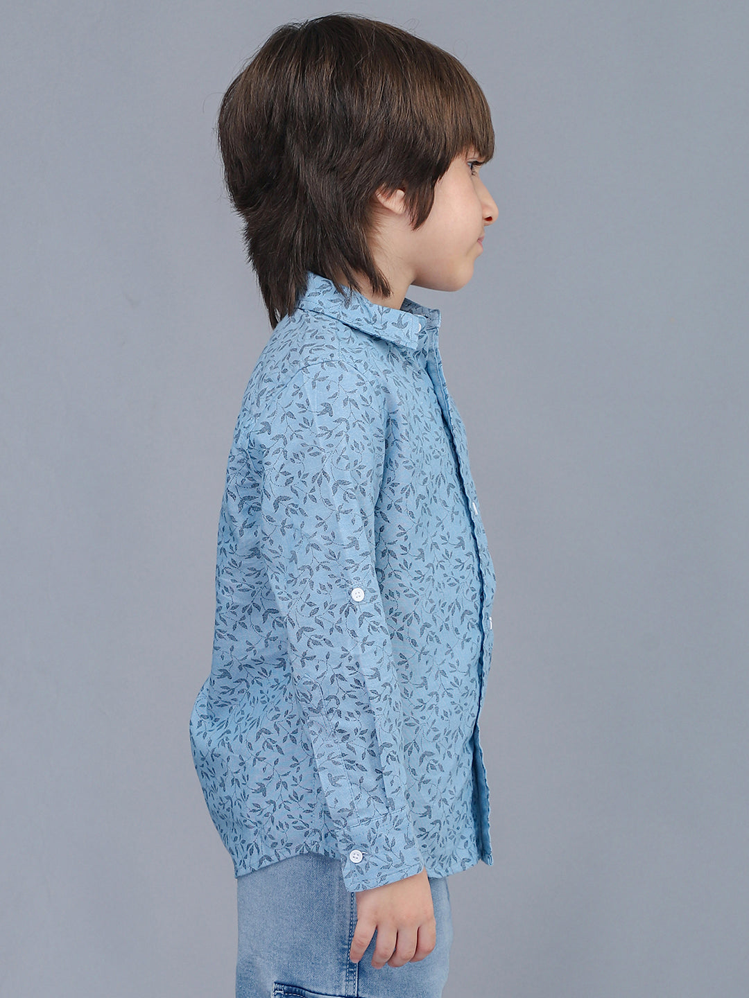 Blue Printed Full Sleeve Casual Shirt