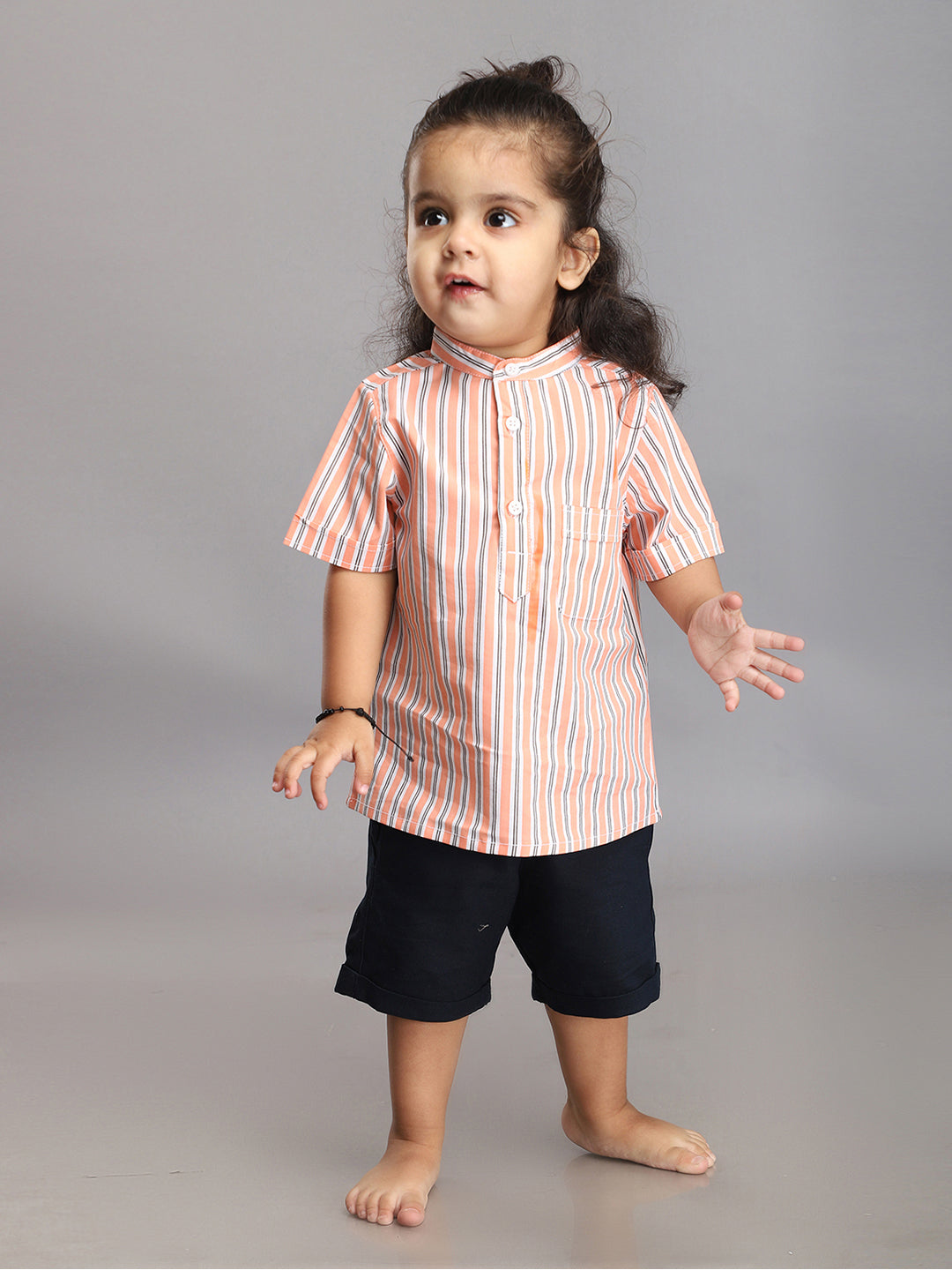 Neon Striped Clothing Set - Orange