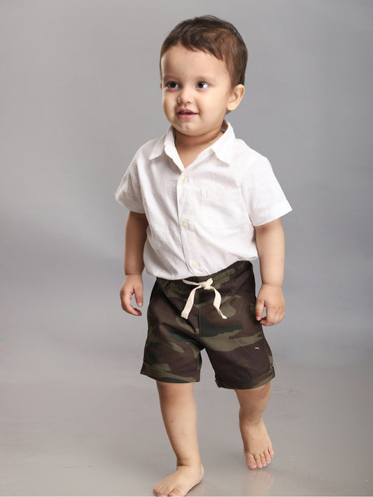 Camouflage Shorts for Boys - Olive Green