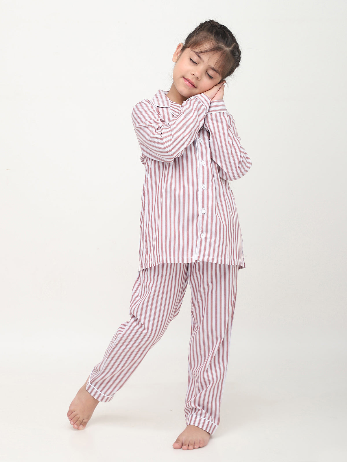 Red & White Striped Nightuit For Girls & Boys