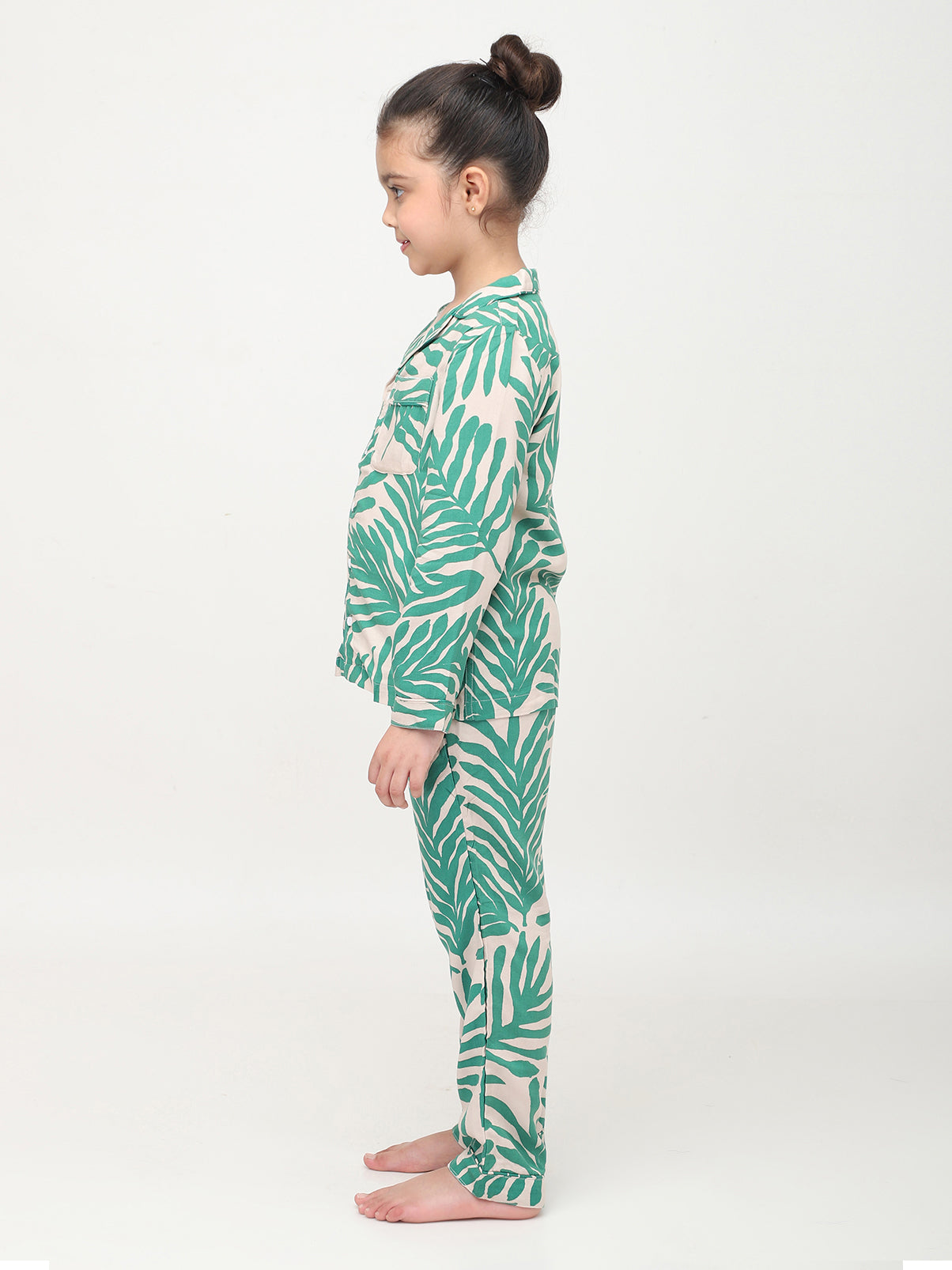 Tropical Printed Full Sleeves Night Suits For Girls