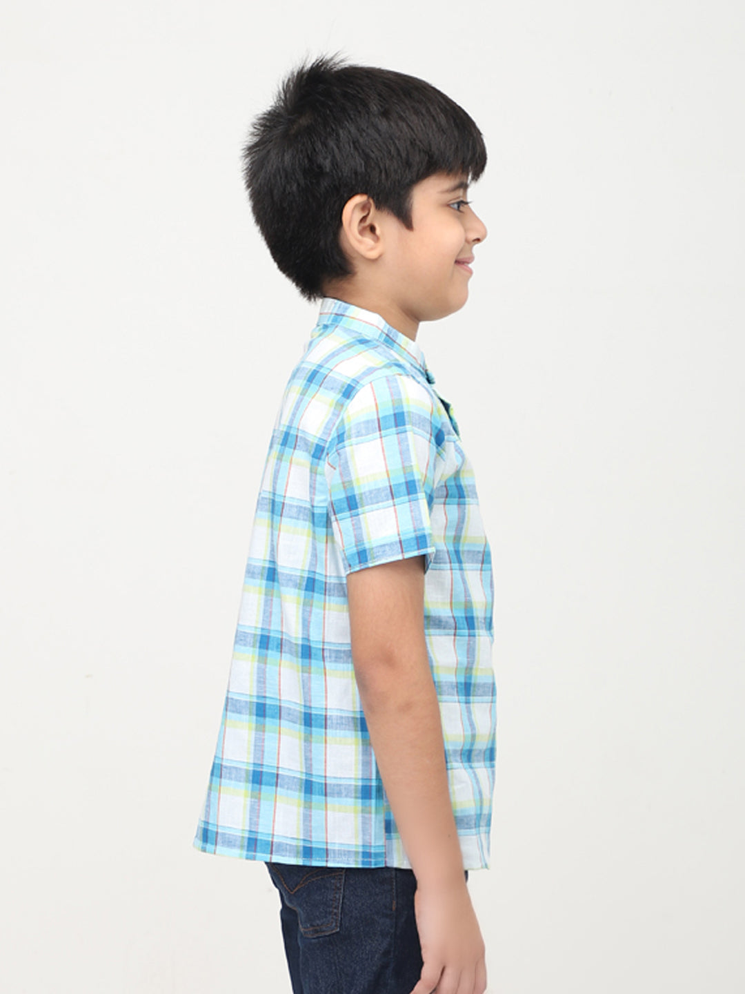 Mandarin Collared Half Sleeves Casual Shirts For Boys