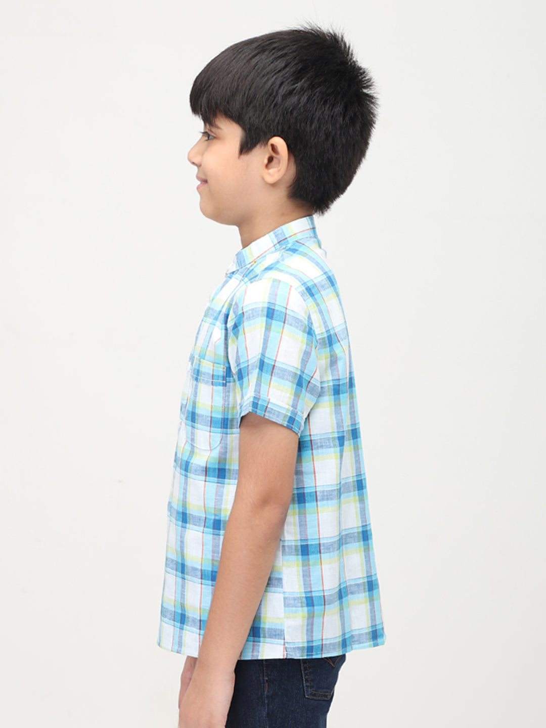 Mandarin Collared Half Sleeves Casual Shirts For Boys