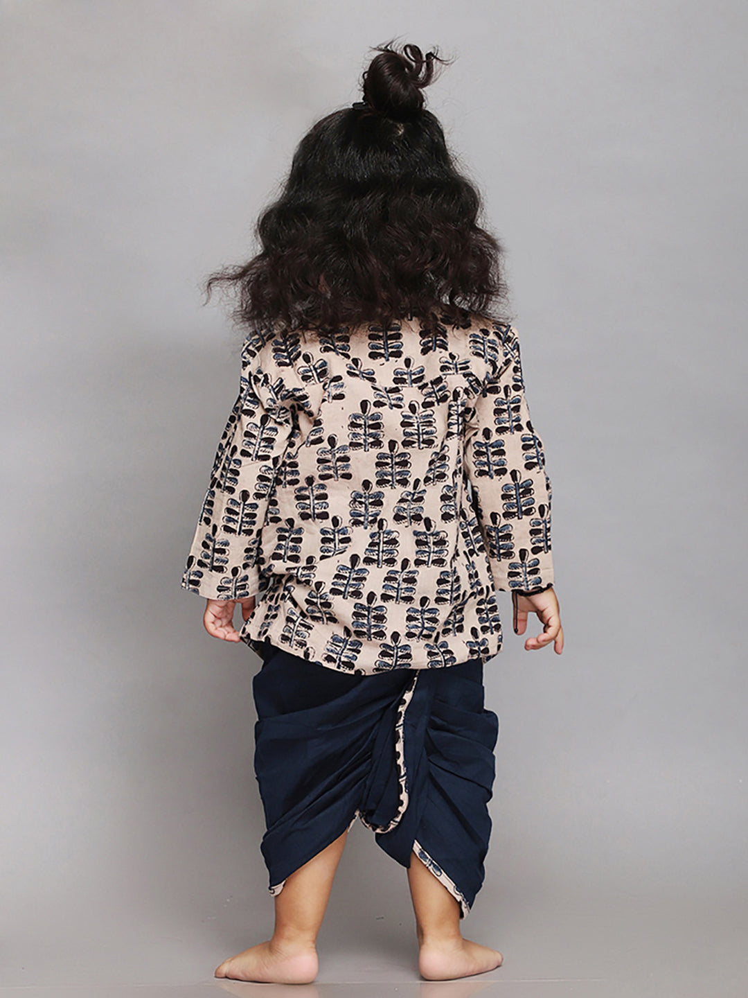 Infant Dhoti Kurta Set in Handloom Block Printed