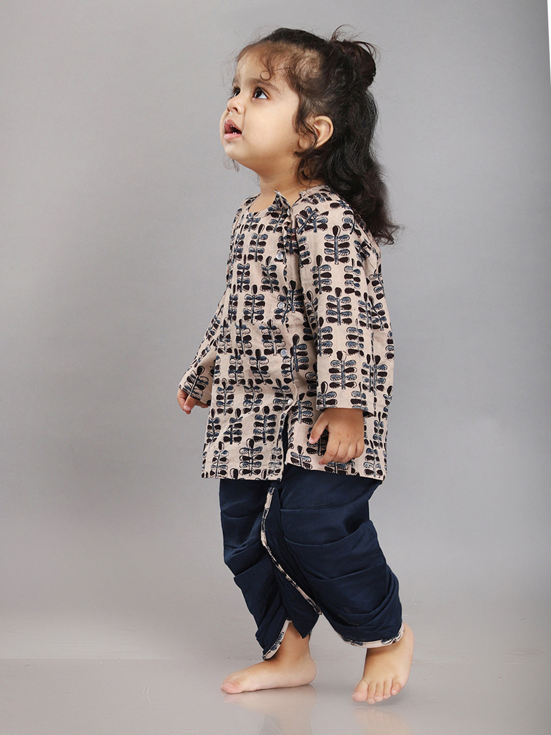 Infant Dhoti Kurta Set in Handloom Block Printed