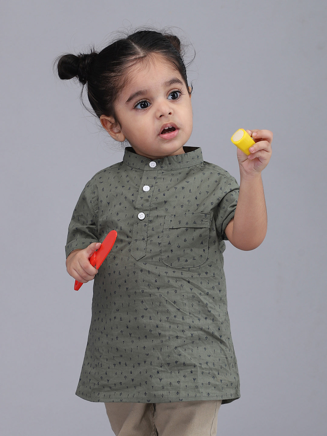 Green Printed Half Sleeves Casual Shirt