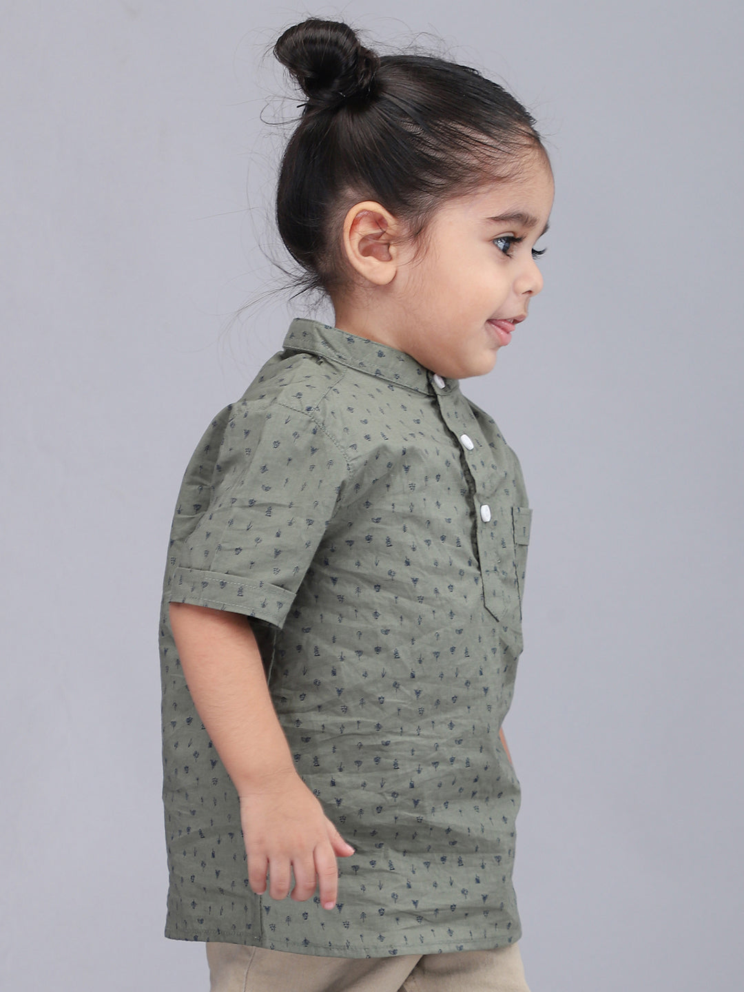 Green Printed Half Sleeves Casual Shirt