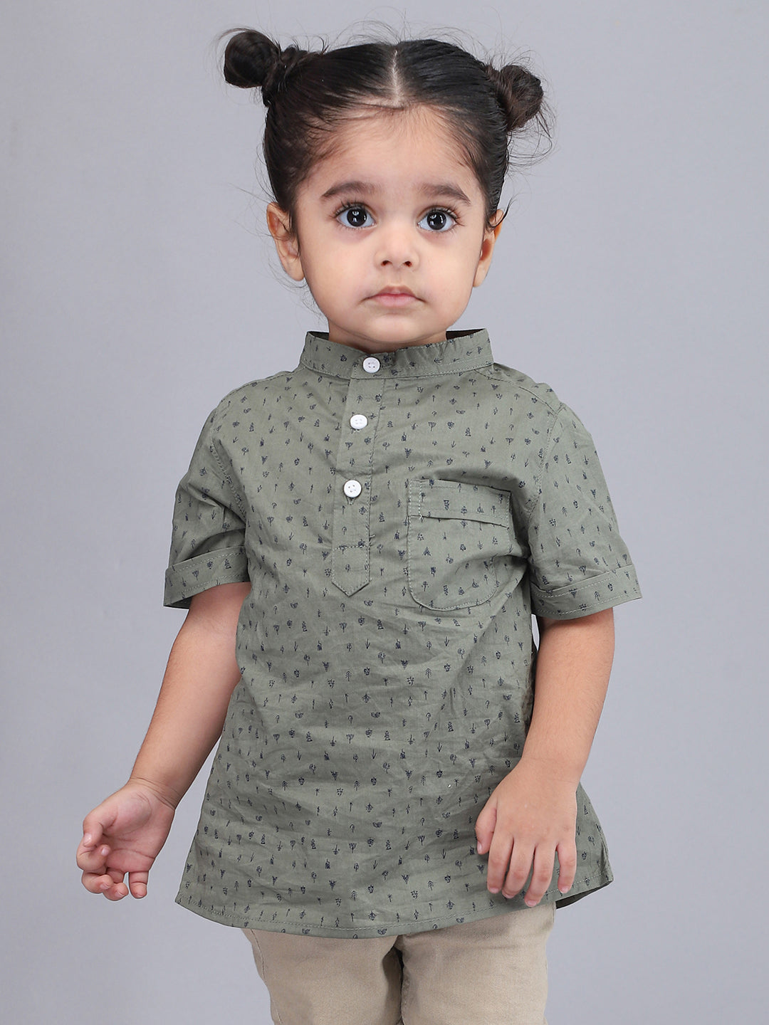 Green Printed Half Sleeves Casual Shirt