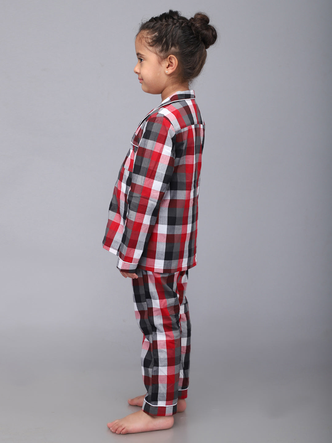 Checkered Full Sleeves Night Suits For Girls & Boys
