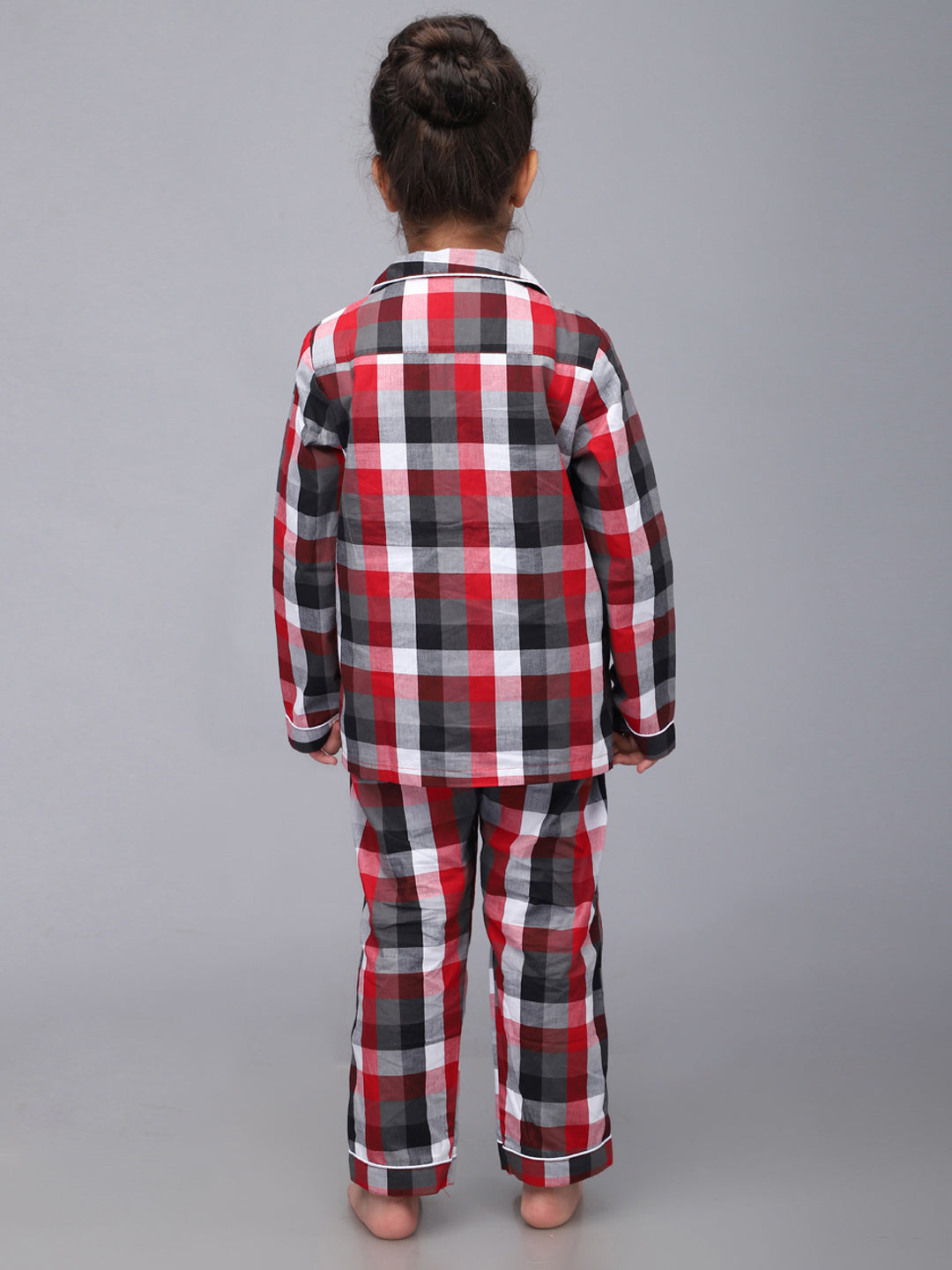 Checkered Full Sleeves Night Suits For Girls & Boys