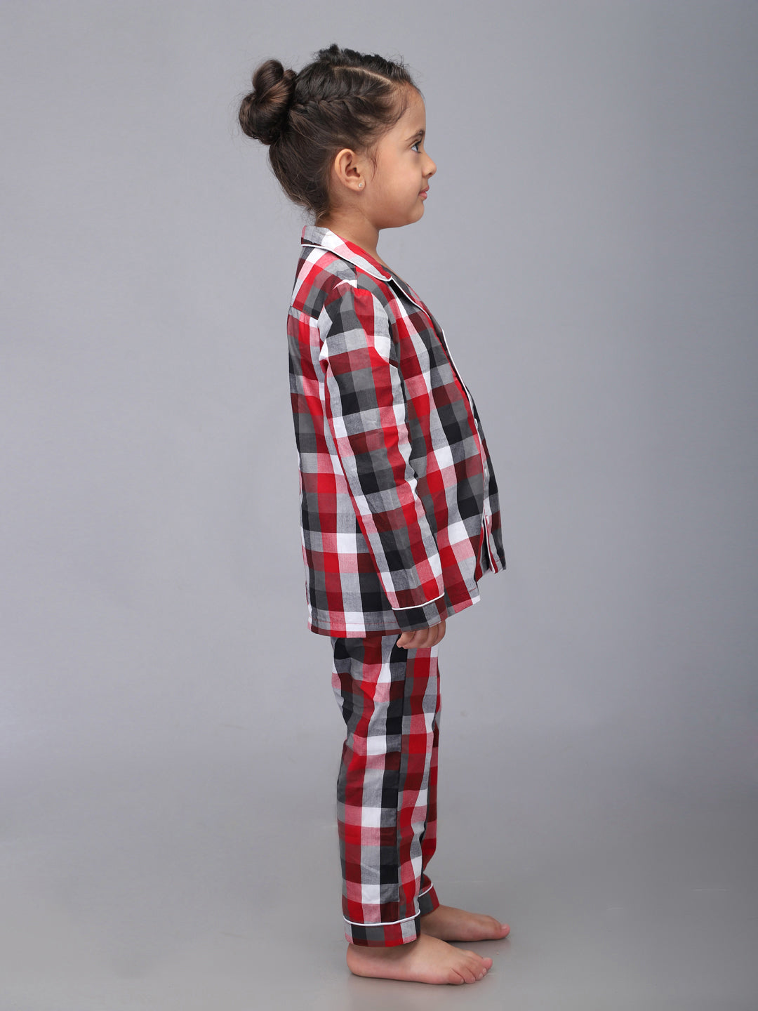 Checkered Full Sleeves Night Suits For Girls & Boys