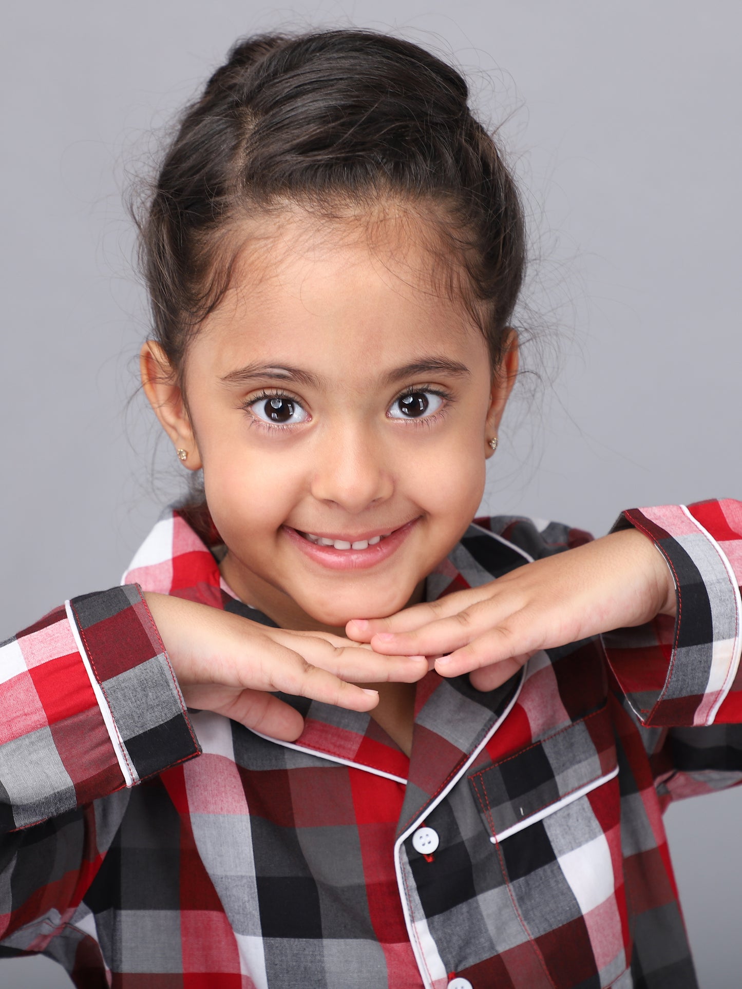 Checkered Full Sleeves Night Suits For Girls & Boys