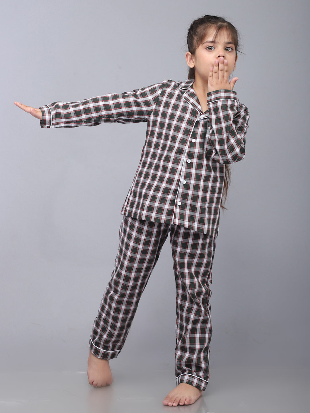 Checkered Full Sleeves Night Suits for Girls & Boys