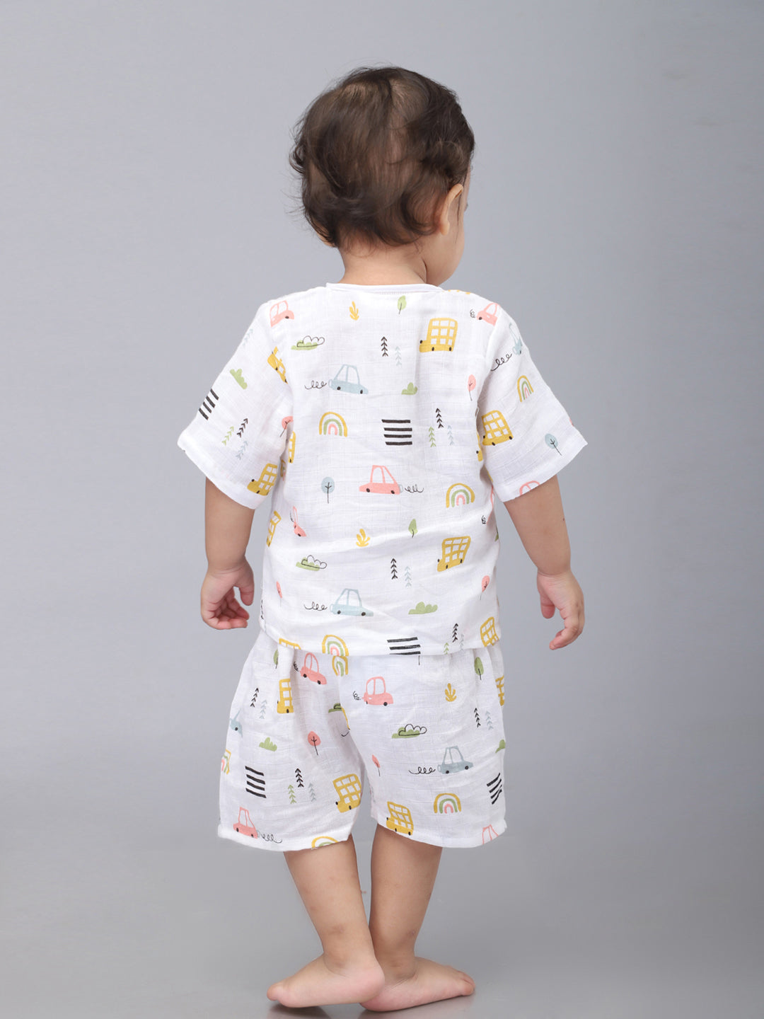 Infants Kids White Printed Top and Shorts Co-Ords Set