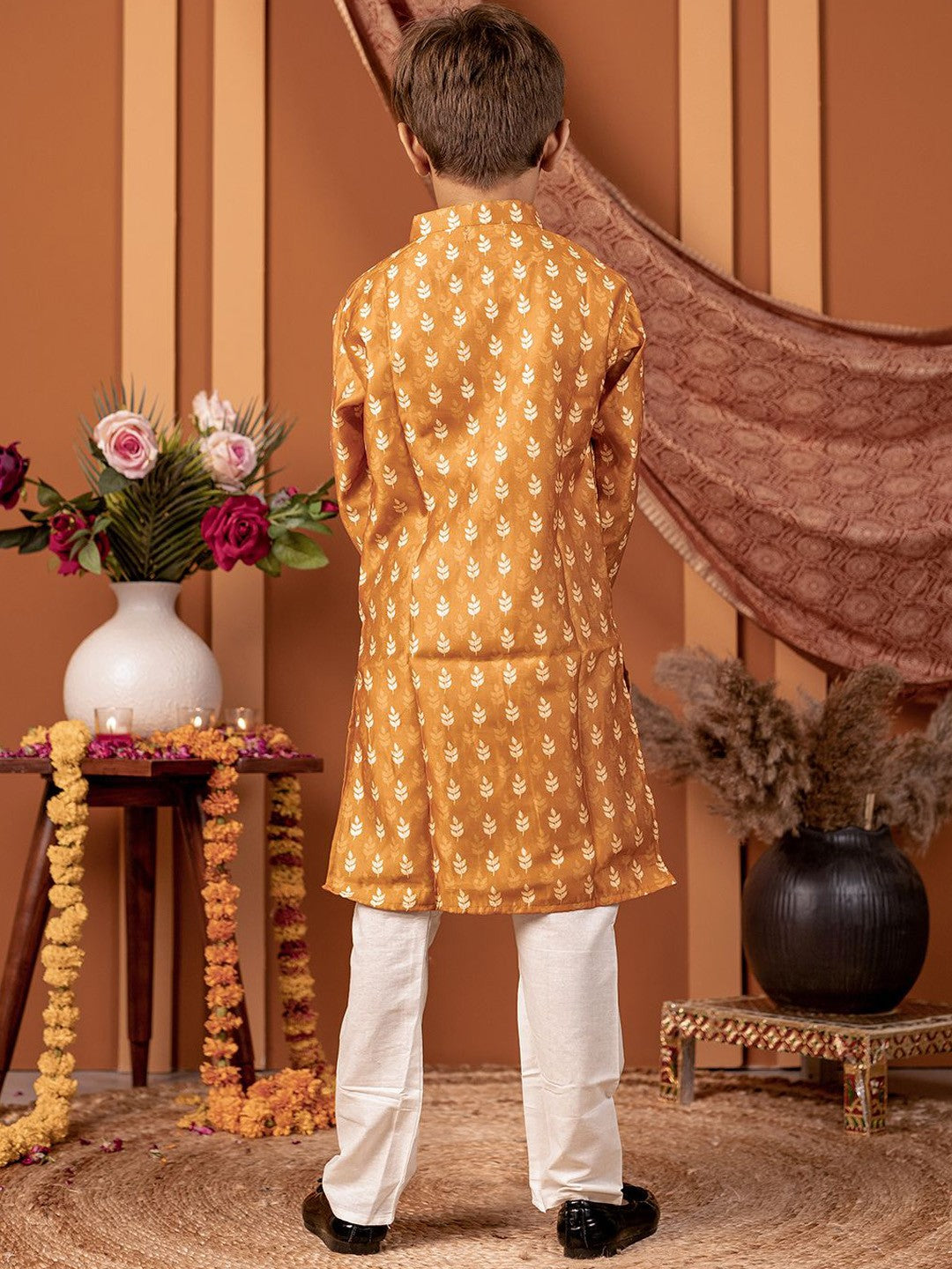 Boys Kurta Pyjama Set in Chanderi Cotton Silk