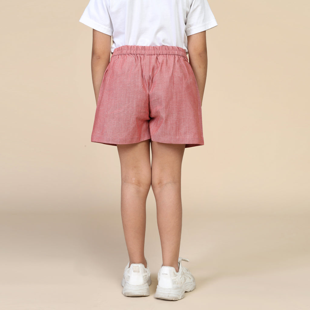 Everyday Shorts for Girls in Chambray Red