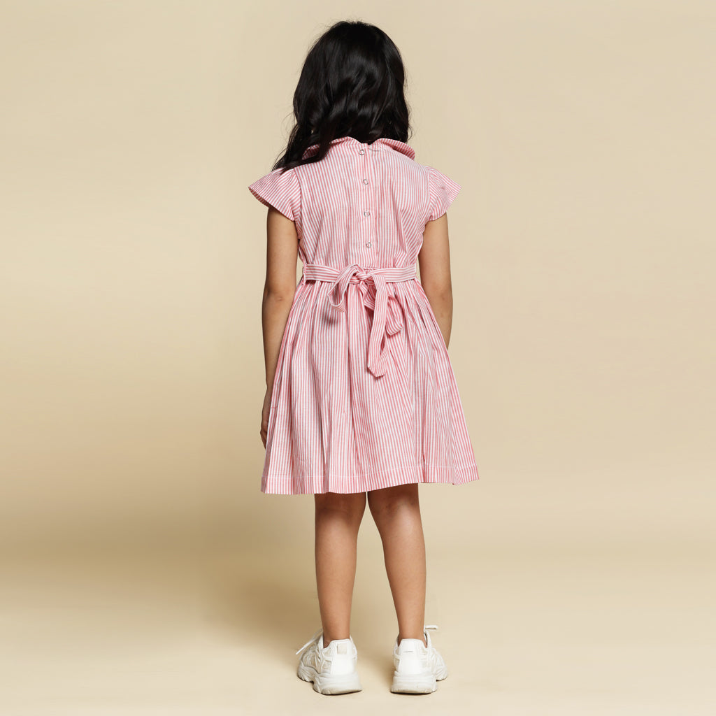 Peter Pan Collar Dress in Red & White Stripes