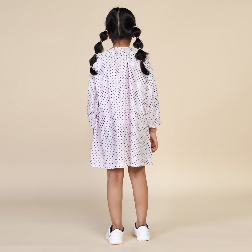 Antifit Nightdress for Girls in Pink Polka Dots