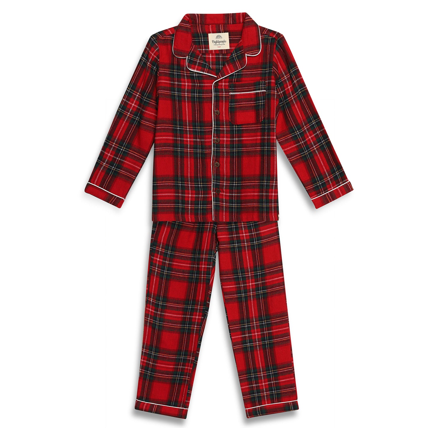 Classic Christmas Red Plaid PJ Set for Girls & Boys