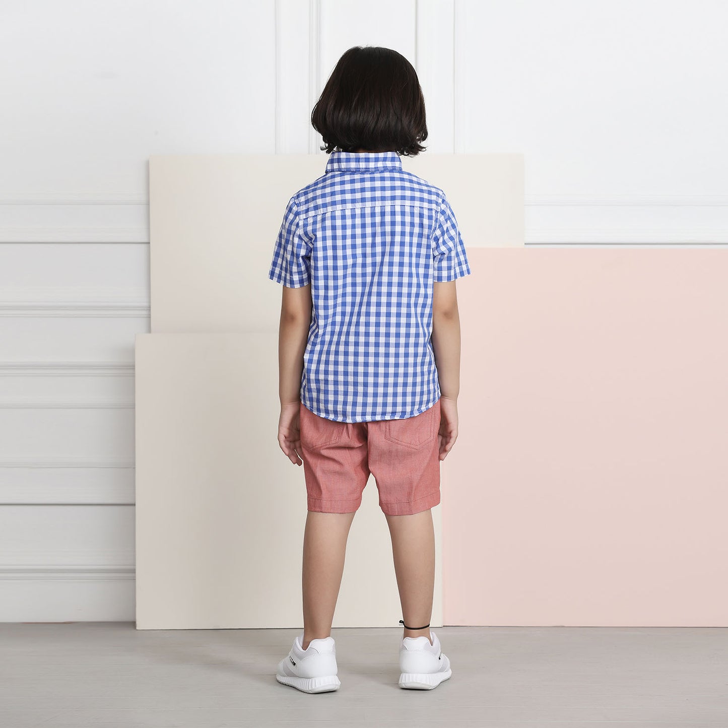 Denim Shorts for Boys- Red Chambray