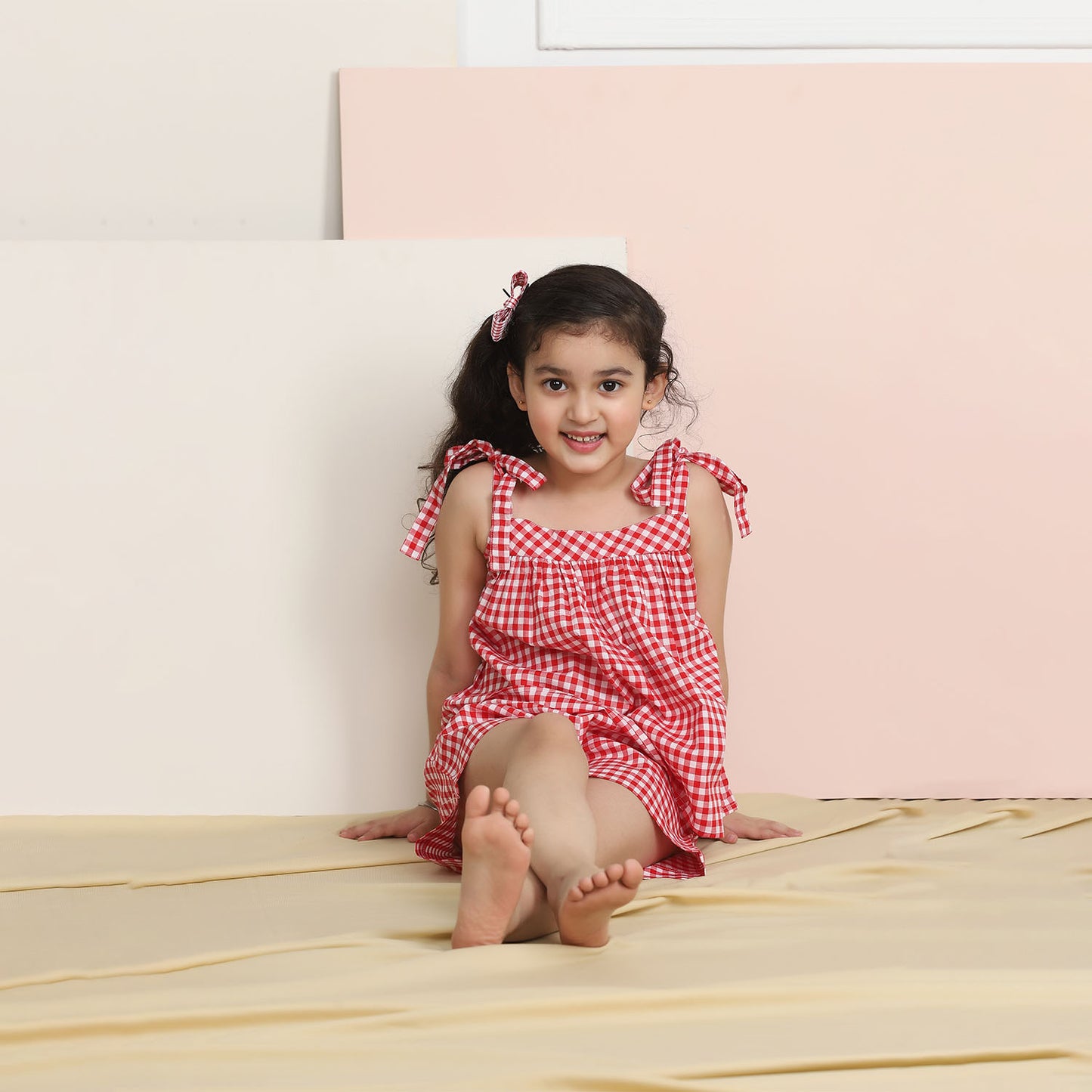 Coord Shorts Set- Red & White Checks