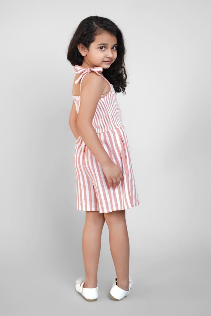 Jumpsuit for Girls in Orange Stripes