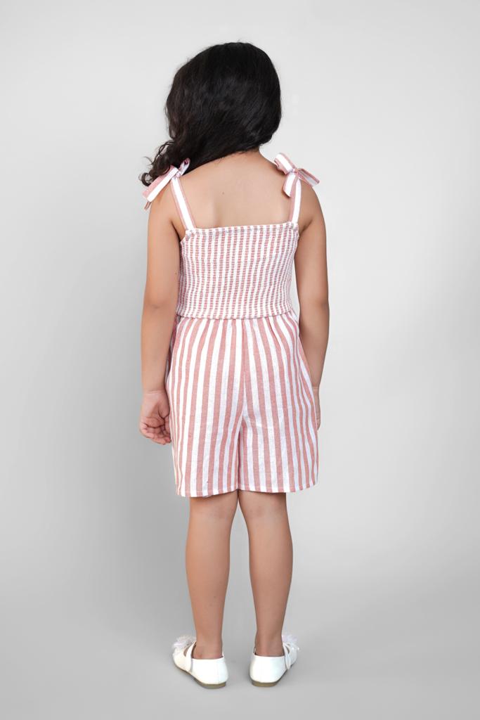 Jumpsuit for Girls in Orange Stripes