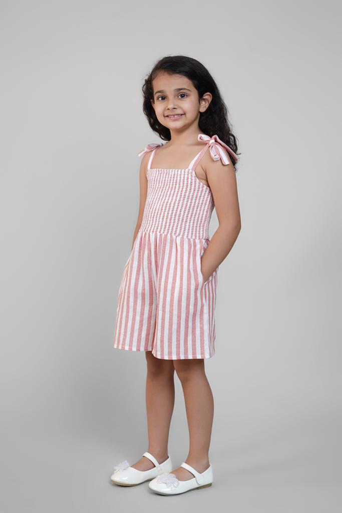 Jumpsuit for Girls in Orange Stripes