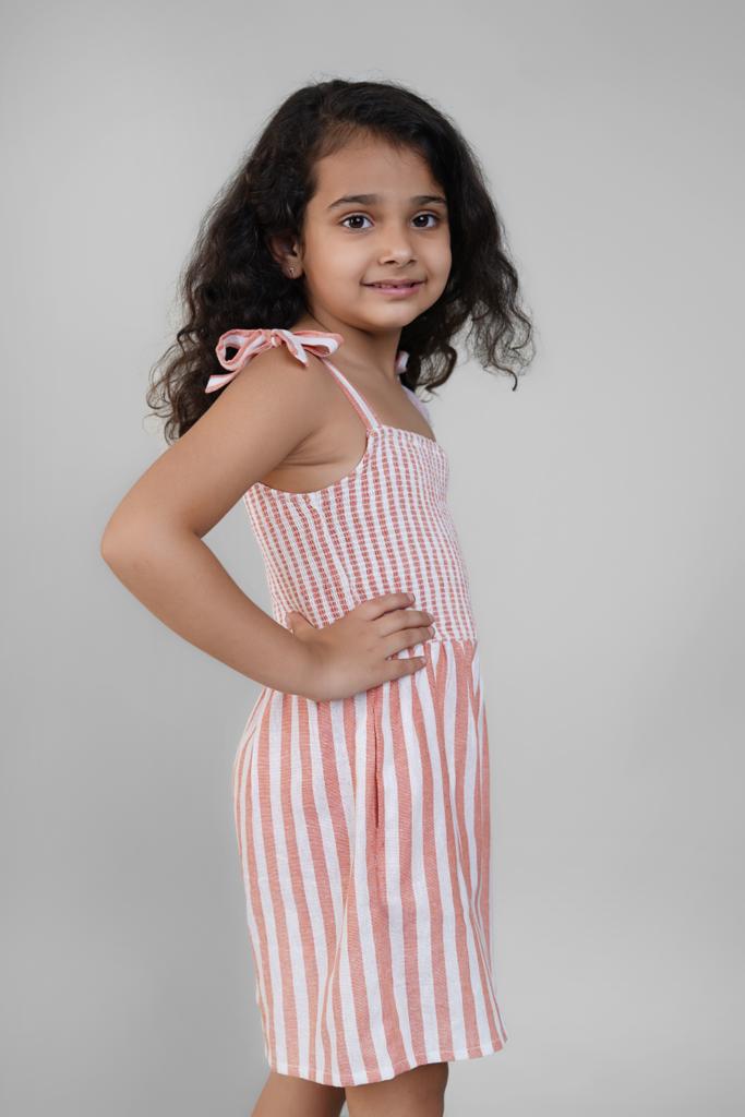 Jumpsuit for Girls in Orange Stripes