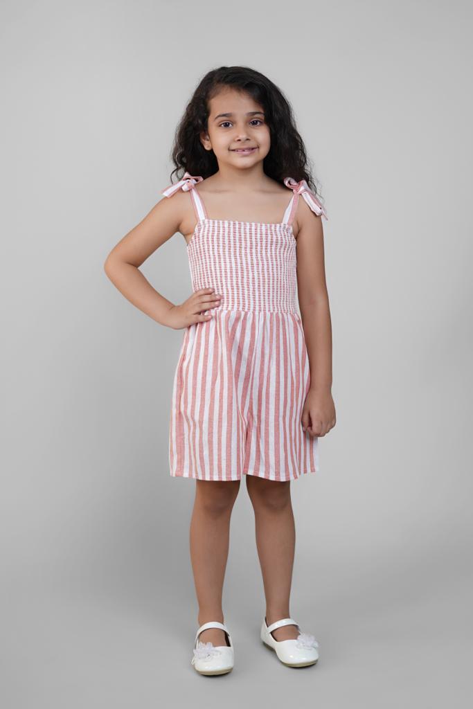 Jumpsuit for Girls in Orange Stripes
