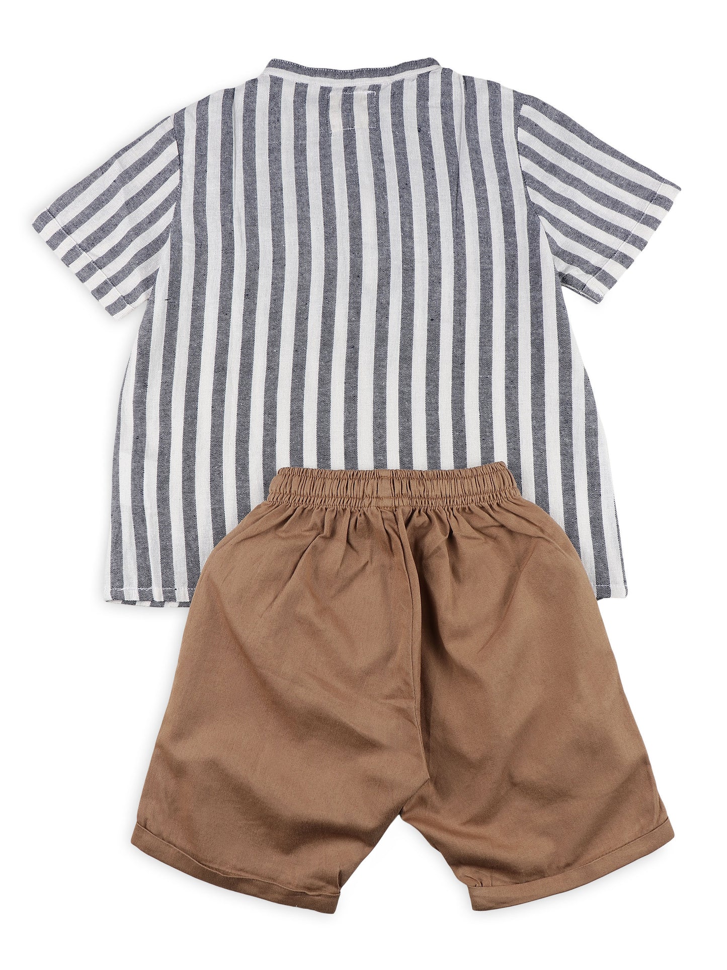 Mandarin Style Linen Clothing Sets for Boys- Grey & Brown