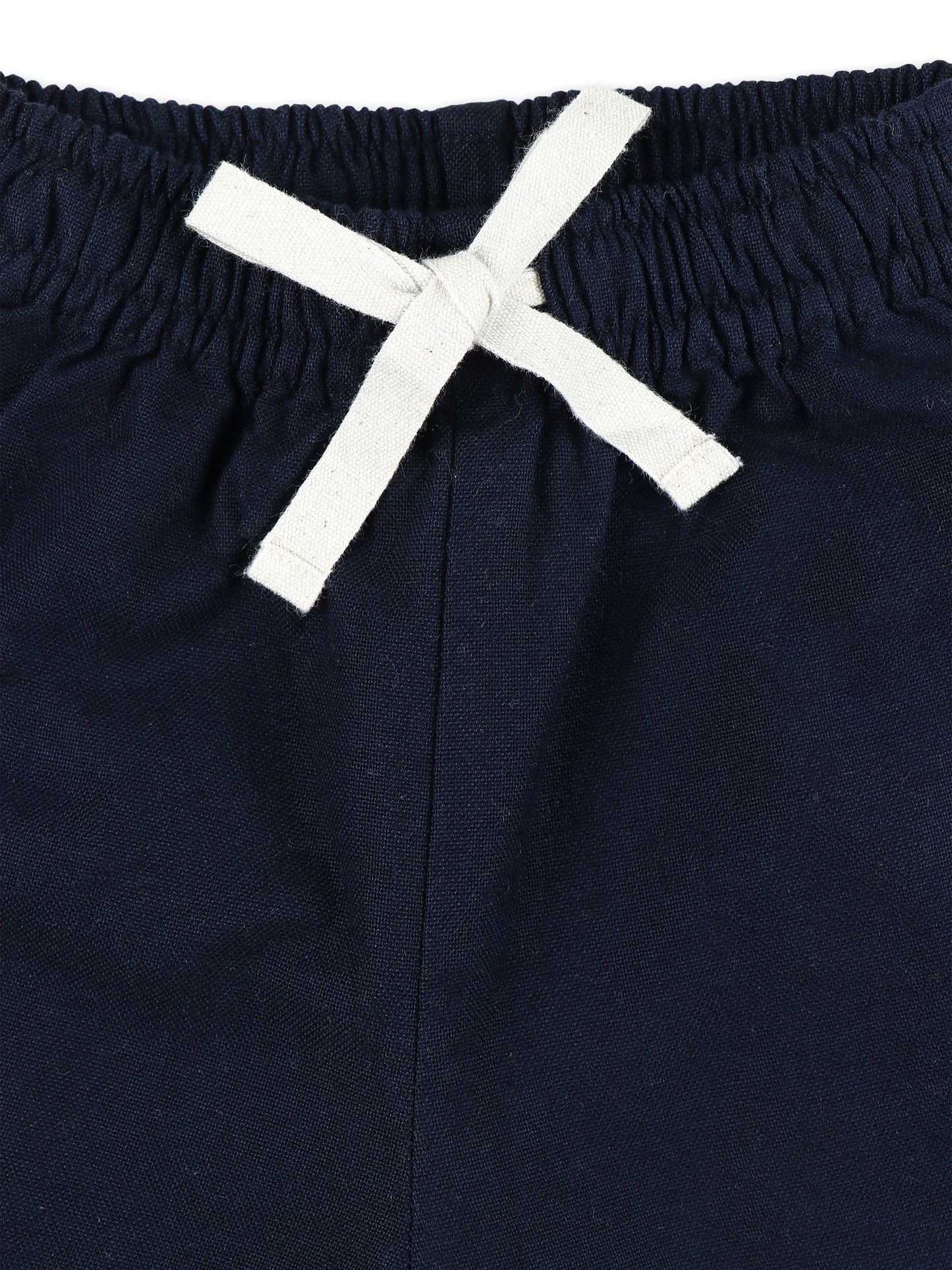 Spread Collar Linen Clothing Sets for Boys- Beige & Navy