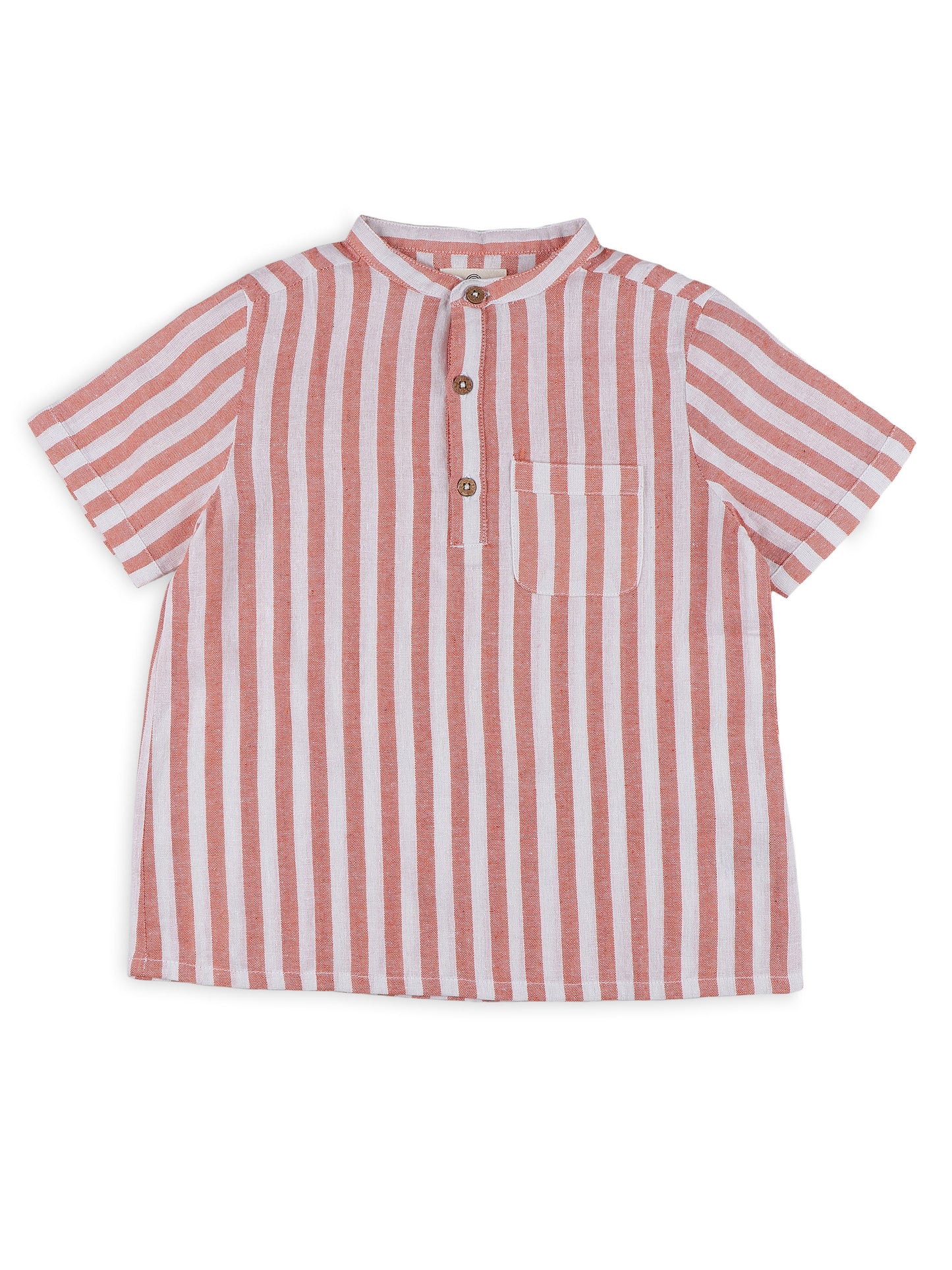 Mandarin Style Linen Shirts for Boys- Orange