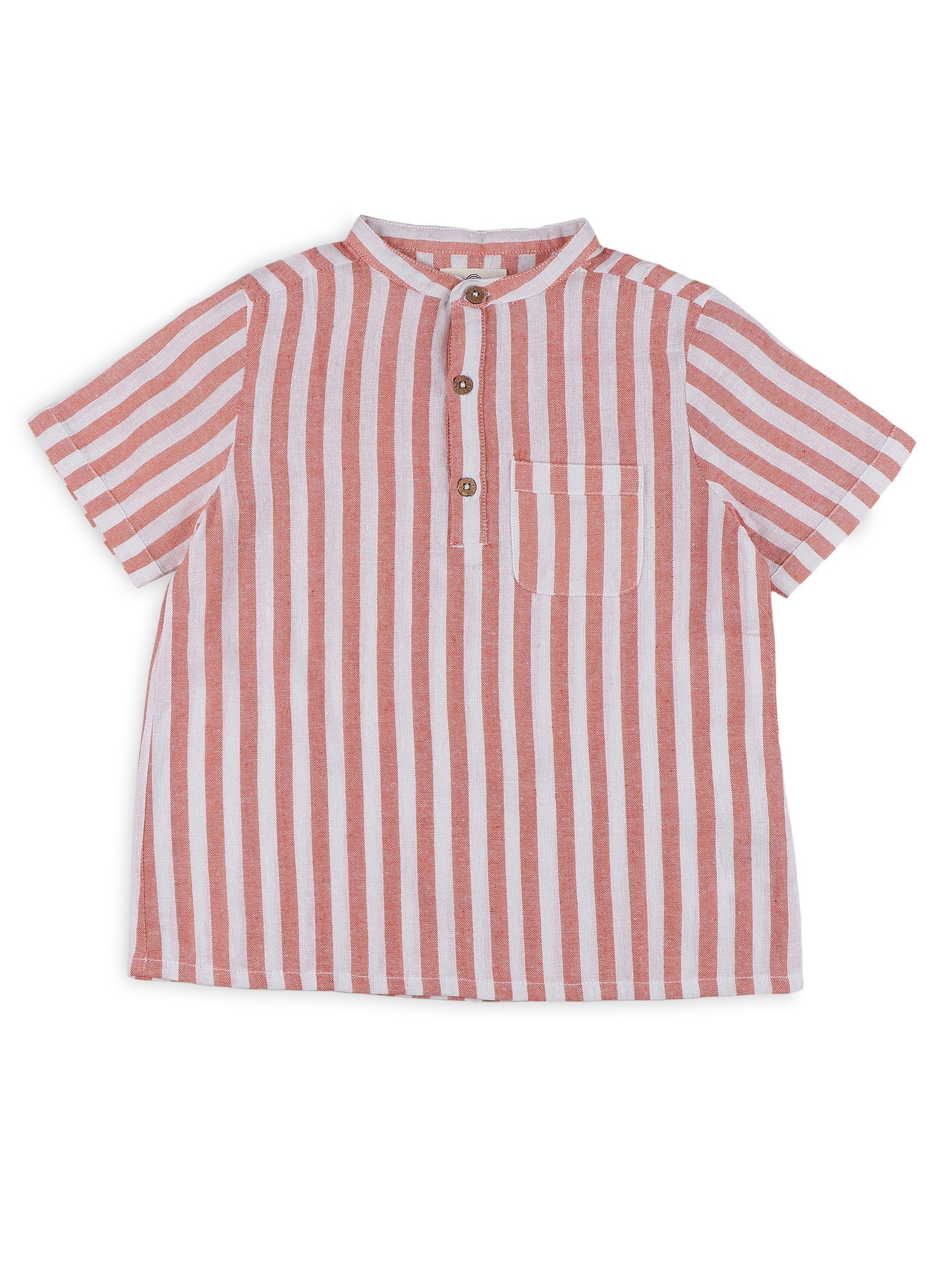 Mandarin Style Linen Clothing Sets for Boys- Orange & Navy