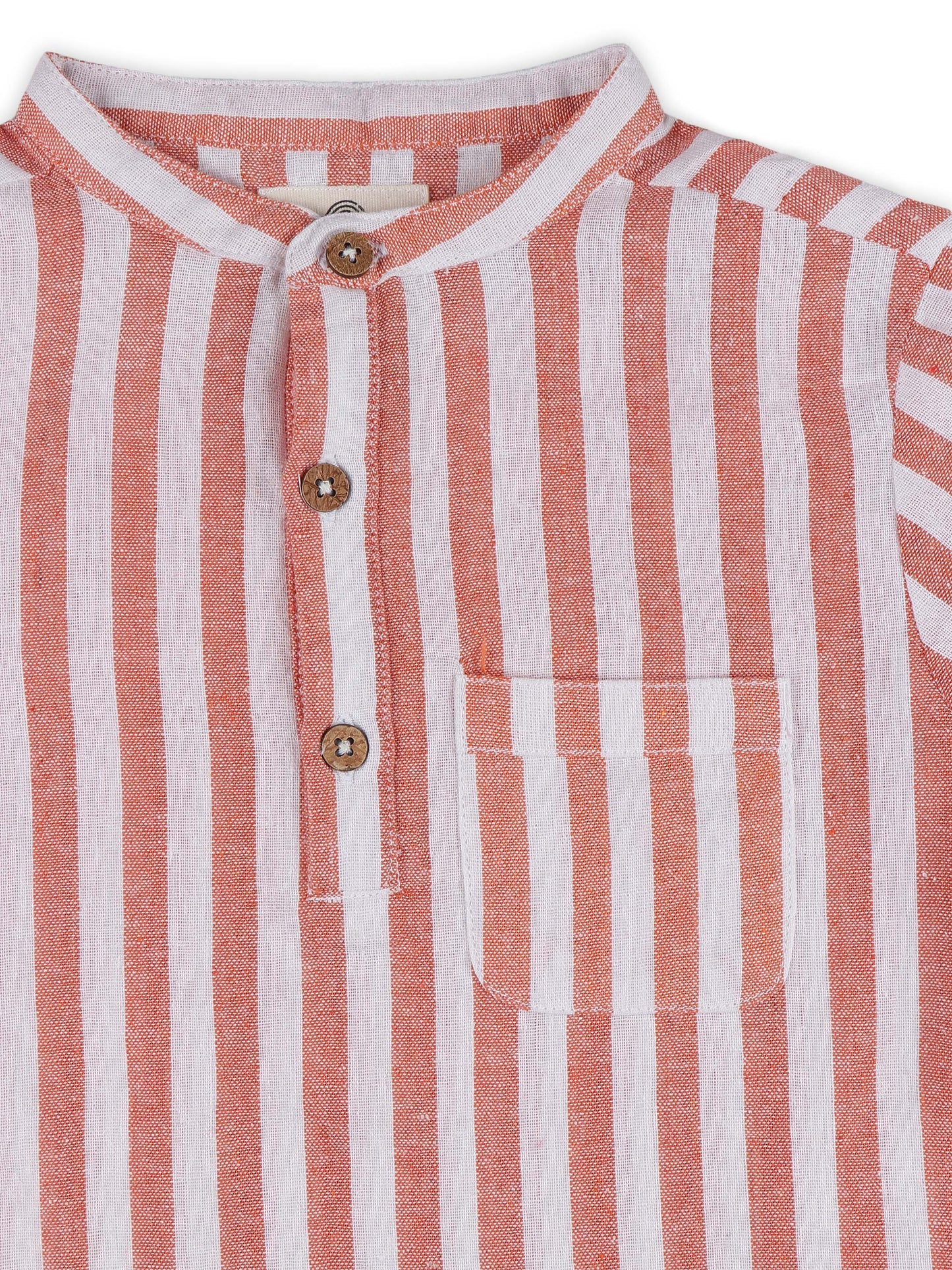 Mandarin Style Linen Shirts for Boys- Orange