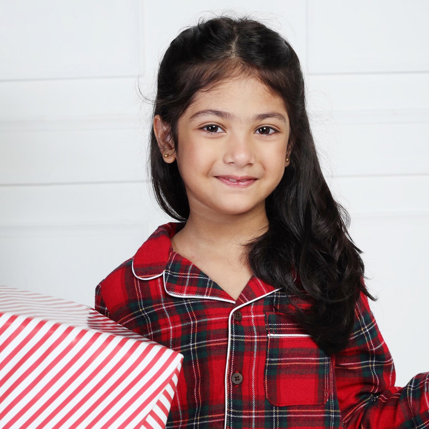 Classic Christmas Red Plaid PJ Set for Girls & Boys