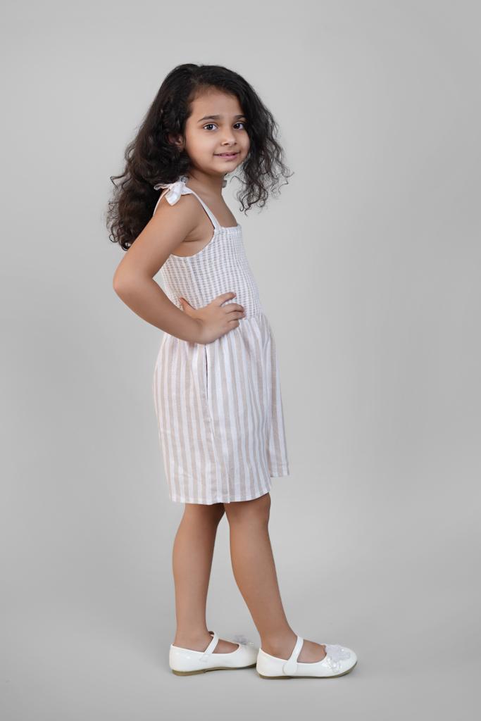Jumpsuit for Girls in Beige Stripes