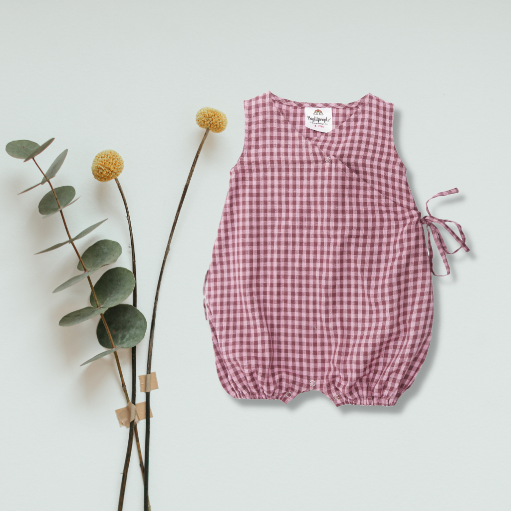 Everyday Romper in Magenta Checks