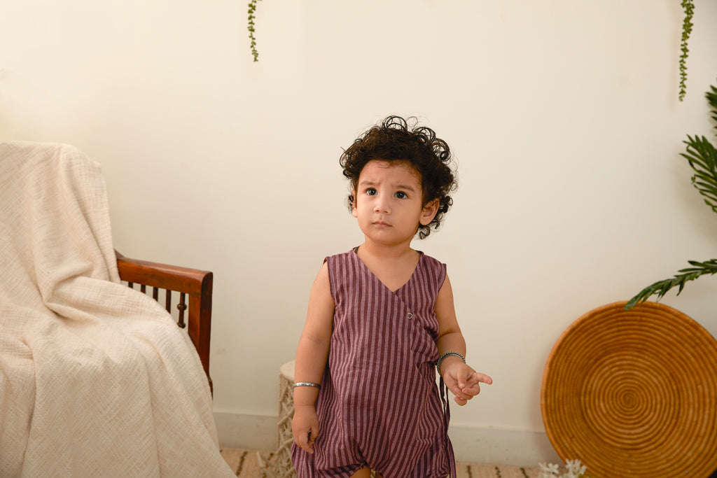 Everyday Romper in Magenta Stripes