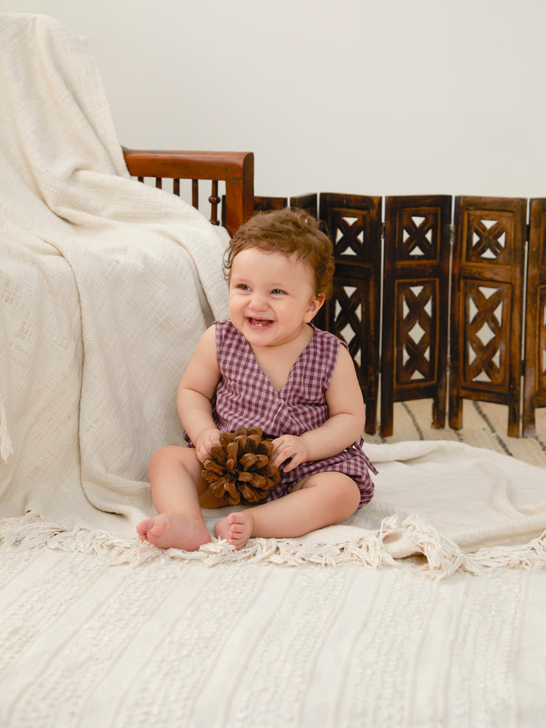 Everyday Romper in Magenta Checks