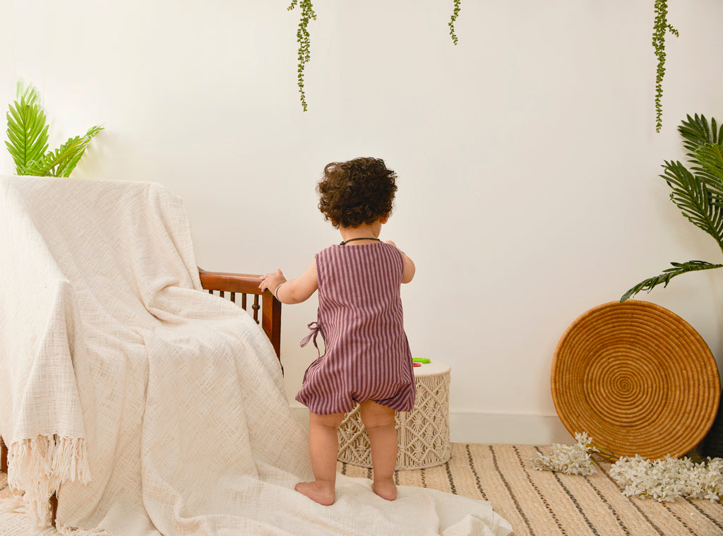 Everyday Romper in Magenta Stripes
