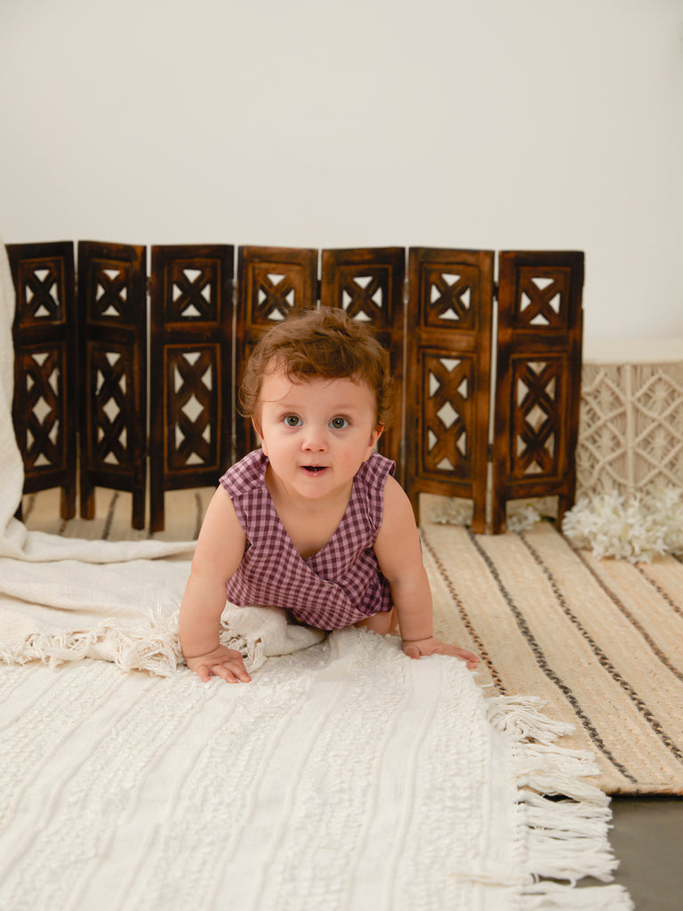Everyday Romper in Magenta Checks