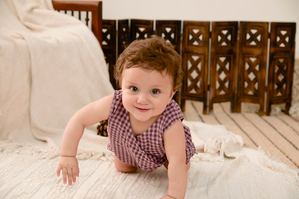 Everyday Romper in Magenta Checks