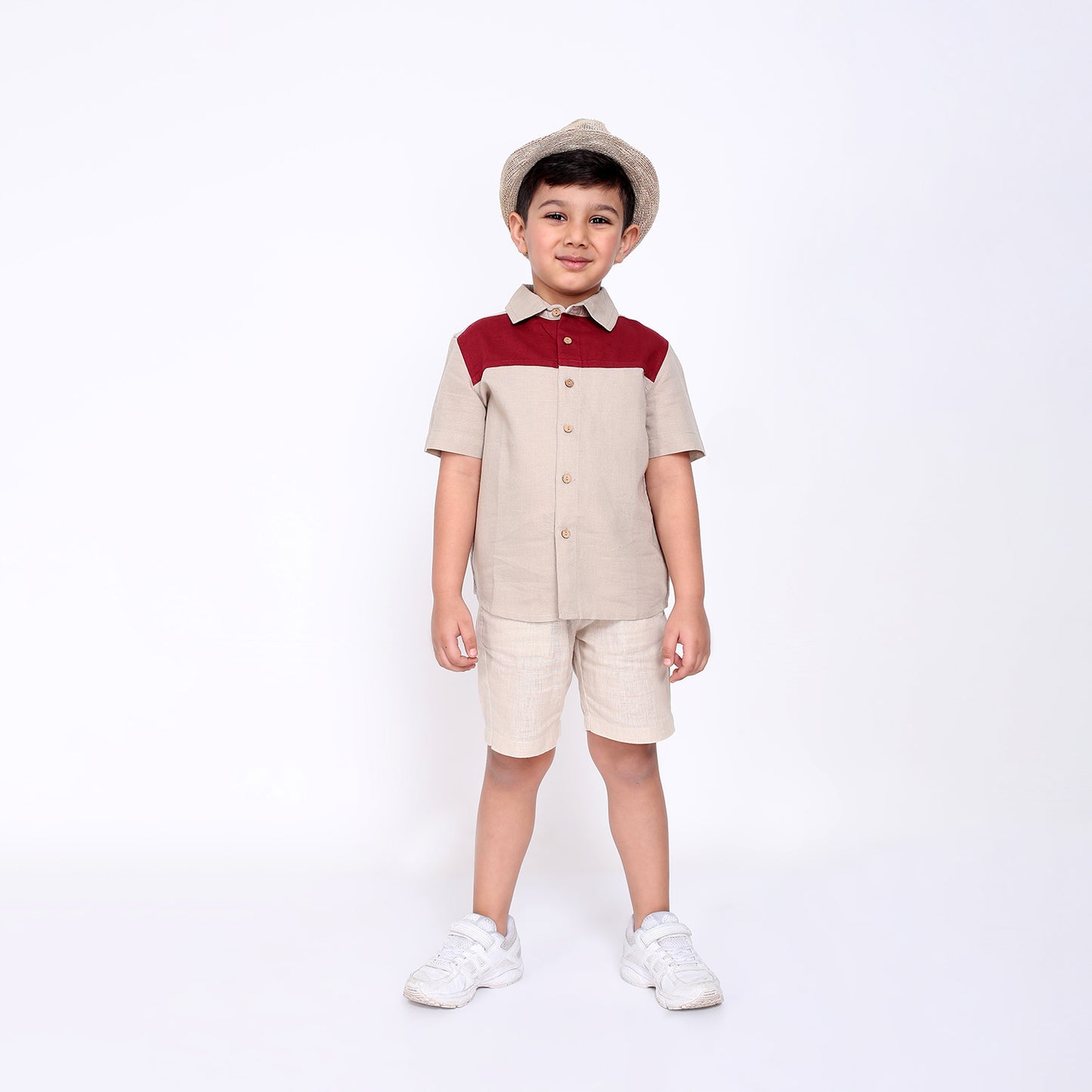 Linen Color Block Shirt