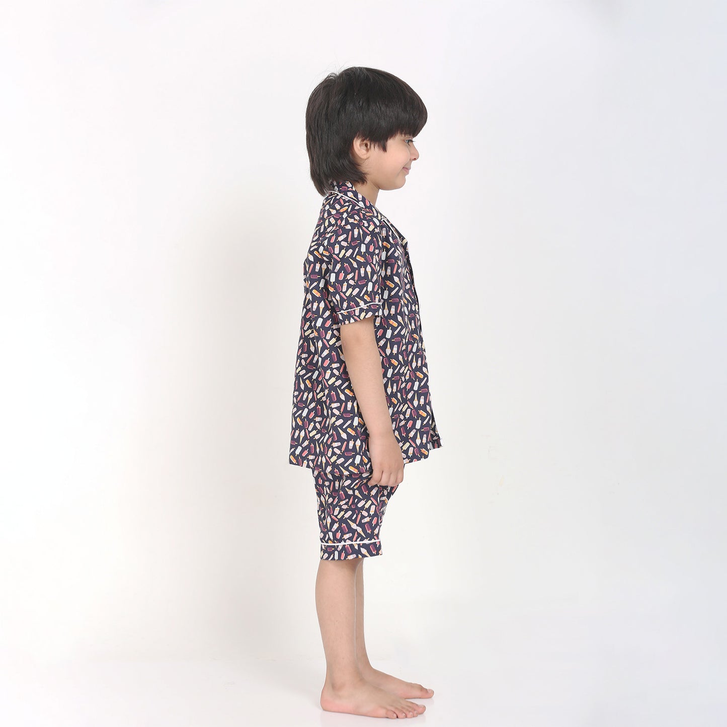 Notched Collared SleepSuits in Icecream Print for Girls & Boys